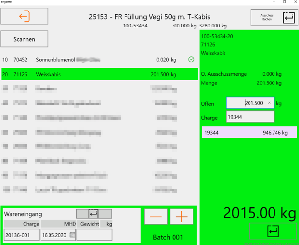 Produktionsauftrag Printscreen